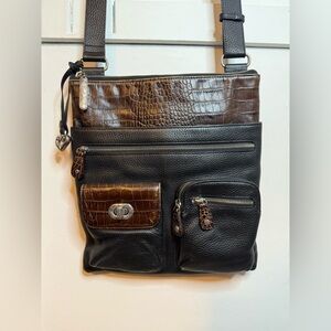 Brighton Two Tone Florabella Leather Crossbody Messenger Bag